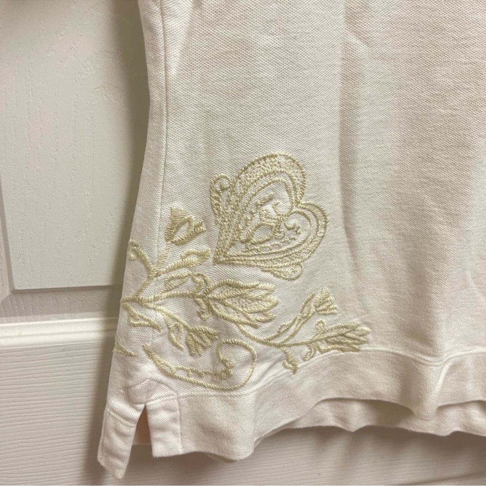 Johnny Was - White Embroidered Polo. Sz Small - Picture 5 of 11
